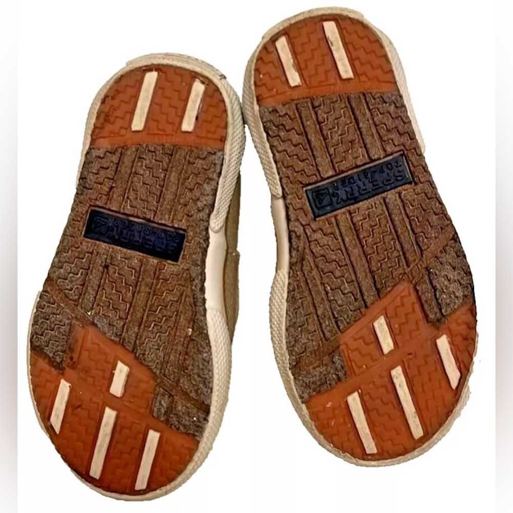 Sperry Top Sider shoes toddler boys 6.5 medium beige/gray boat style flat heel - Picture 4 of 6